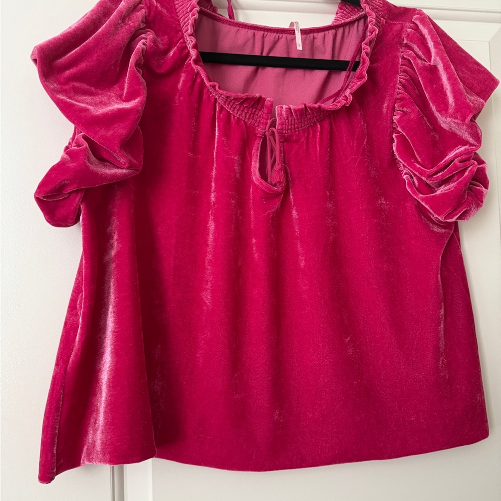 Elegant Pink Velvet Women's Top
